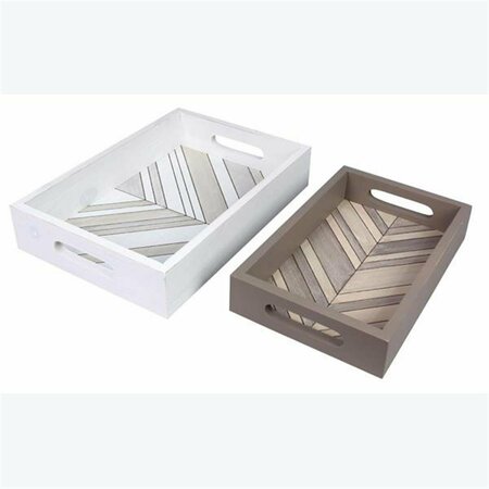 YOUNGS 13 in. Wood Nesting Trays, Assorted Style, 2PK 12148